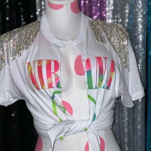 Reworked Graphic Bling T shirt.